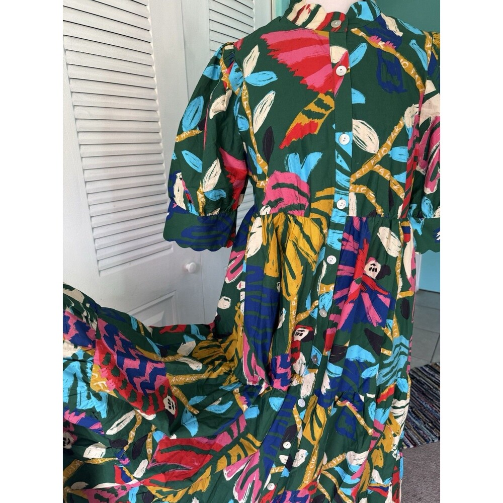 Farm Rio Tropical Cotton Tiered Button Front Maxi Dress L NWOT - Picture 7 of 12